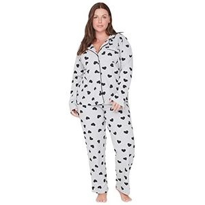 Trendyol Dames Dames Hart Brei Plus Size Pyjama Set, Grijs, XL (Pack van 2), Grijs, XL