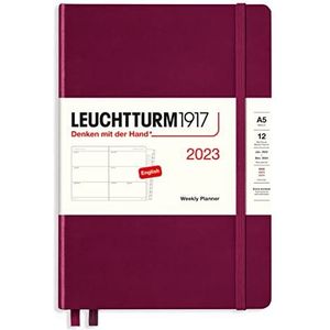 LEUCHTTURM1917 365944 Weekplanner Medium (A5) 2023, 12 maanden, Port Red, Engels