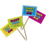 Folat - Happy Birthday Sterren Prikkers 6,5cm - 50 stuks