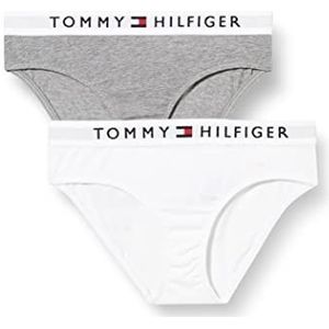 Tommy Hilfiger bikini voor meisjes, middelgrijs gemêleerd/wit, 6 Jaren