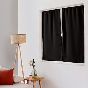 ED Enjoy Home - Gordijn – polyester – 60 x 120 cm – zwart – collectie Basic – klaar om op te hangen – wasbaar op 30 °C – voor alle ruimtes – beddengoed – gordijnen