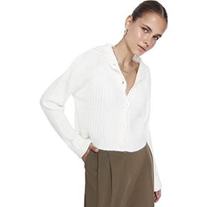 Trendyol Dames Regular Standaard Turndown Kraag Gebreide Vest, Ecru, L