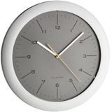 TFA Dostmann Design draadloze wandklok, 60.3512.10, stil uurwerk, met oranje secondewijzer, ideaal als keukenklok/kantoorklok, zilver/grijs