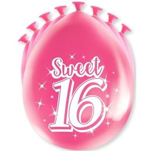 PD-Party 7036512 Gelukkig Feest Ballonnen | Happy Balloons | Natuurlijk Rubber (Latex) | Viering - Sweet 16, Pak van 8, Veelkleurig, 30cm Lengte x 30cm Breedte x 30cm Hoogte