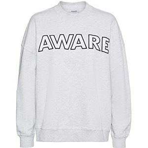 VERO MODA Vmtori Ls Lange VMA Sweatshirt voor dames met ronde hals, Light Grey Melange/Print:aware Logo White, XS