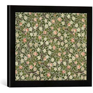 Ingelijste foto van William Morris ""Small pink and white flower wallpaper design"", kunstdruk in hoogwaardige handgemaakte fotolijst, 40x30 cm, mat zwart