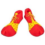 Boland 55519 Clown schoenen van stof, 1 paar, eenheidsmaat voor volwassenen, geel-rood, schoenovertrek, accessoires voor carnaval, Halloween, themafeest