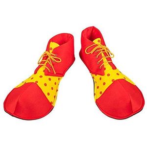 Boland 55519 Clown schoenen van stof, 1 paar, eenheidsmaat voor volwassenen, geel-rood, schoenovertrek, accessoires voor carnaval, Halloween, themafeest