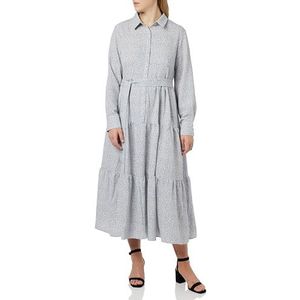 acalmar Dames maxi-jurk met bloemenprint 37223503-AC01, blauw wolwit, XL, Blauw wolwit, XL