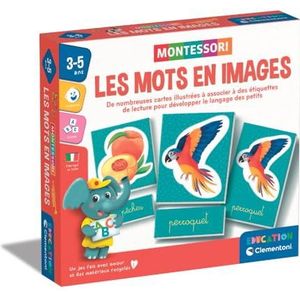 Clementoni Woorden in afbeeldingen - Montessori | bevat 40 kaarten, 20 etiketten, 4 hoezen en 1 handleiding. | 3 jaar | 52795, meerkleurig