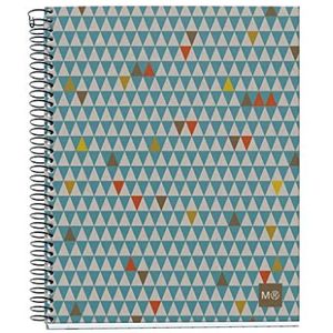 Miquelrius - Notitieboek, 100% gerecycled, 4 gekleurde strepen, A5, 120 geruite vellen 5 mm, papier 80 g, 2 gaten, omslag van gerecycled karton, Eco Triangles Design