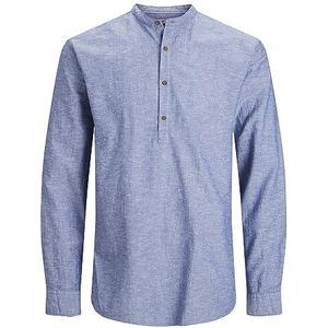 JACK & JONES Male overhemd met halve knoopsluiting, Vervagen denim/pasvorm: slim fit., L