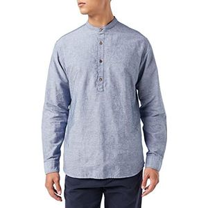 JACK & JONES Male overhemd met halve knoopsluiting, Vervagen denim/pasvorm: slim fit., L