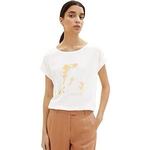 TOM TAILOR Dames T-shirt met print, 10315 - Whisper White, XL