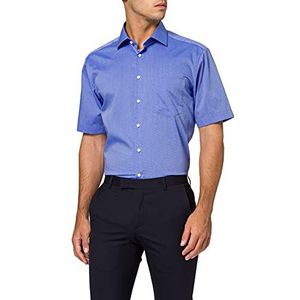 Seidensticker Businesshemd voor heren, regular fit, strijkvrij, Kent-kraag, korte mouwen, 100% katoen, blauw (middenblauw 14), 39