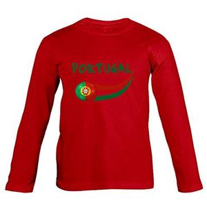 Supportershop 6 shirt Portugal L/S kinderen 6 jongens, rood, fr: M (maat fabrikant: 6 jaar)