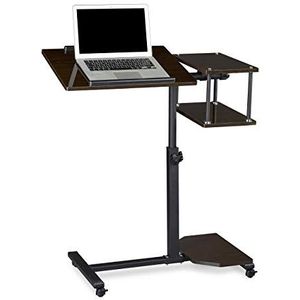 Relaxdays in hoogte verstelbaar Notebook Stand/Sofa Tafel Laptop Bureau met Wielen, Hout, Zwart, 100x77x40cm
