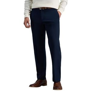 Haggar Men's Premium No Iron Khaki Straight Fit & Slim Fit Flat Front Casual Pant, Dark Navy, 36W x 29L