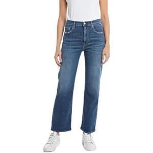 Replay Reyne High Waist Wide Leg Jeans voor dames, 009, medium blue., 25W x 28L