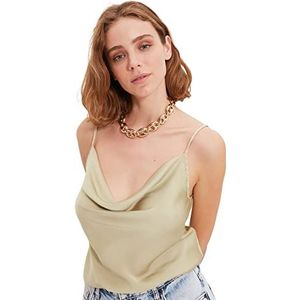 Trendyol Dames Mint Degaje-kraag Webstift Blouse, Mint, 32, munt, 32