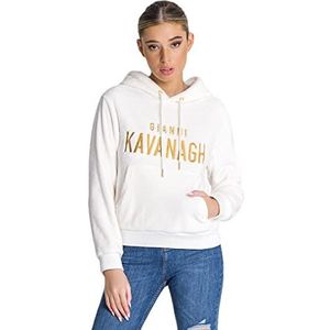 Gianni Kavanagh Black Velvet Sherpa Hoodie Hooded Sweatshirt voor dames, Wit, S