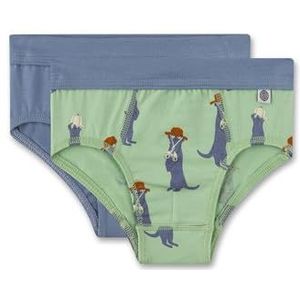 Sanetta Jongensslips (dubbelpak) groen & blauw | Hoogwaardige en duurzame onderbroek voor jongens van katoenmix. Inhoud: set van 2 ondergoed voor jongens, groen, 92