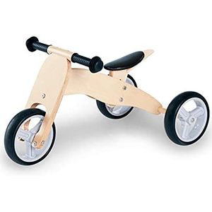Pinolino Charlie Mini driewieler, houten, 4-weg cabriolet zadel met 6-voudig verstelbaar in hoogte, voor kinderen vanaf 1,5 jaar, Naturel