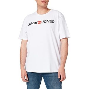 JACK & JONES T-shirt in grote maten voor heren, katoenen jersey, wit, 3XL