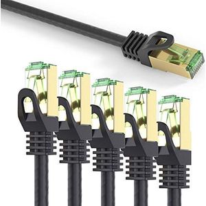 conecto CC50456 Ethernet-kabel RJ45 (S/FTP, PIMF, CCA AWG26/7) met Cat7 ruwe kabel, 25,0 m (5+1 gratis), zwart