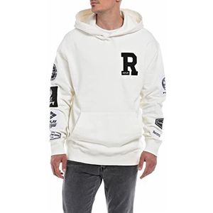 Replay Heren M6523 Pullover met capuchon, 801 Chalk, S, 801 CHALK, S