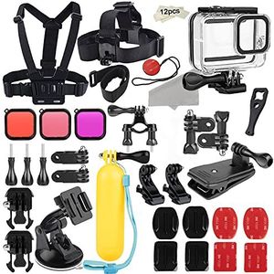 52 IN 1 Accessoires Kit compatibel met GoPro Hero 8 Action Camera Accessoire Bundelset, Waterdichte Behuizing Case + Filters + Hoofd Borstband + Zuignap Mount + Fietshouder + Zwevende Grip