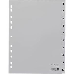 Durable 651110 Tabbladen met bedrukte tabs 1-10, 10-delig, A4 staand, PP, grijs