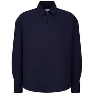 Seidensticker Studio Uniseks overhemd, oversized fit, lange mouwen, effen, hemdkraag, stretch, blauw, XS