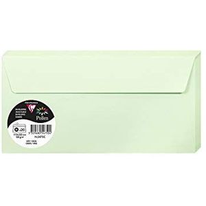Clairefontaine - Ref 5475C - Stuifmeel zelfklevende enveloppen (Pack van 20) - DL formaat, 120gsm papier, printercompatibel, zuurvrij, zelfklevende strip voor gemakkelijke afdichting - groen