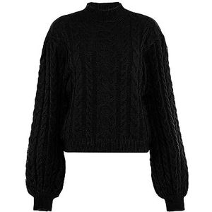 piano Dames gestructureerde gebreide trui met opstaande kraag acryl zwart maat XL/XXL, zwart, XL
