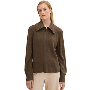 TOM TAILOR Dames Troyer gebreide trui 1034052, 30668 - Tarmac Khaki Melange, XL