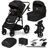 LIONELO Mari Tour 2-in-1 kinderwagen tot 22 kg, met babykuip, verstelbare rugleuning, inklapbaar, 5-puntsgordel, grote 360 terreinwielen, drievoudige demping, afdekking, XXL, buggy, babykinderwagen