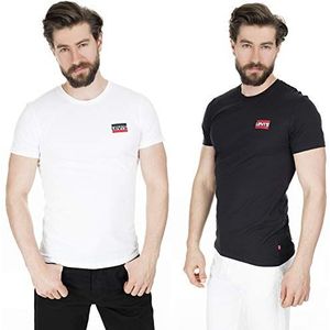 Levi's 2-Pack Crewneck Graphic Tee T-shirt Mannen, Sportswear White/Mineral Black, S