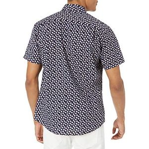 Amazon Essentials Heren Regular-Fit shirt met korte mouwen en print, marineblauw/roze zeeschelpen, klein