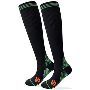 Kreori Compressiekousen voor dames en heren, trombosekousen, compressiesokken voor sport, vlucht, hardlopen, reizen, fietsen, zwangerschap, verpleegsters, 15-20 mmHg, 1 paar zwart, S/M