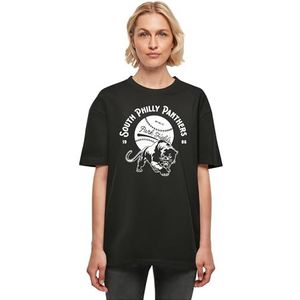 Merchcode Dames T-Shirt Ladies Park Fields - South Philly Panthers Oversized Boyfriend Tee, Oversized Fit, 100% Katoen, M, zwart, M