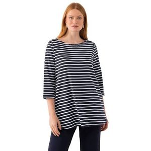 Ulla Popken Dames Pima Cotton met gestreept T-shirt, zwart, 46/48 NL