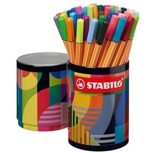 Fineliner - STABILO point 88 - ARTY - Ronde Metalen Etui - Met 45 Verschillende Kleuren