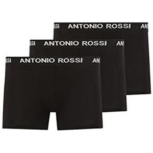 Antonio Rossi Heren getailleerde Boxer Hipsters (Pack van 3) Shorts, zwart met wit schrijfwerk, M, Zwart met wit schrijven, M