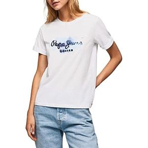 Pepe Jeans Goldie T-shirt voor dames, Wit, L