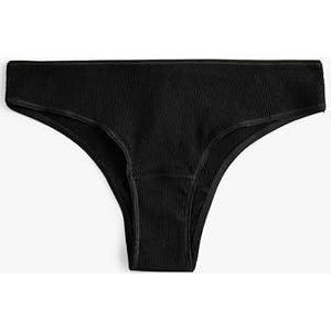 Koton Cotton Basic Ribbed Brazilian ondergoed, zwart (999), XL, dames, zwart (999), XL