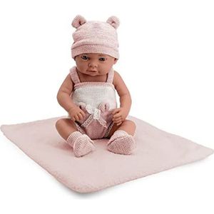 Tachan - Babypop, 40 cm, roze en wit gebreid, met lamsvachtdeken, Physico Realista de Baby, ledematen, beweegbare ledematen (CPA Toy Group Trading S.L. 788T00629)