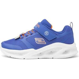 Skechers Jongens Trainers, blauw textiel/synthetisch/oranje trim, 3 UK, Blauwe Textiel Synthetische Oranje Trim, 3 UK
