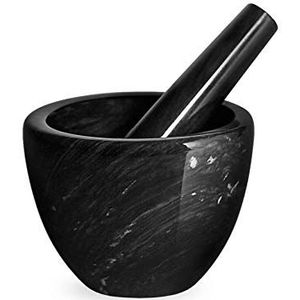 Home Vijzel en stamper voor cocktail zwart 12 cm marmer zwart 15 x 14 x 15 cm