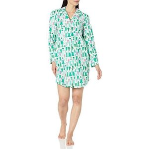 Amazon Essentials Geweven flanellen inkeping kraag voor dames (verkrijgbaar in grote maten), feestelijke boomnachthemd, XS